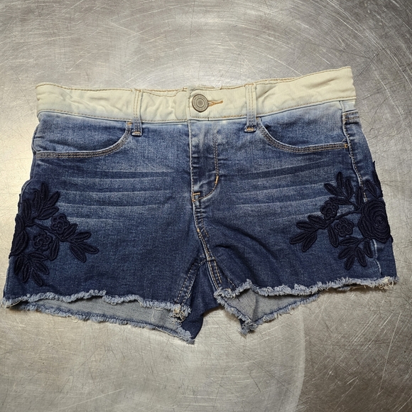 SO Blue and Cream Two-Tone Embroidered Shorts - Picture 1 of 3